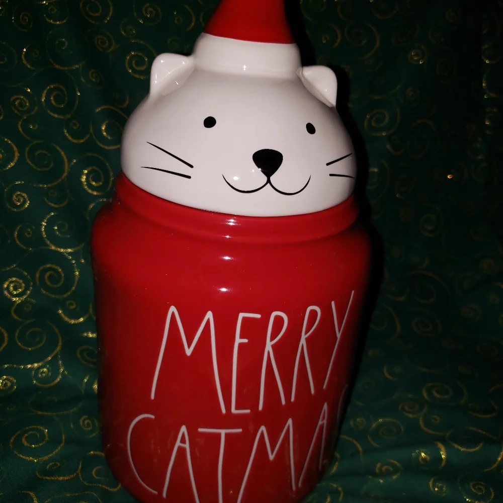 Rae Dunn Merry Catmas canister holiday Christmas cat kitty